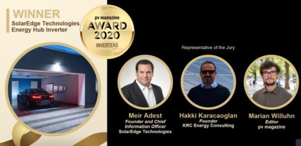 SolarEdge získala prestižní cenu PV Magazine Award 2020 za vývoj inovativních fotovoltaických technologií